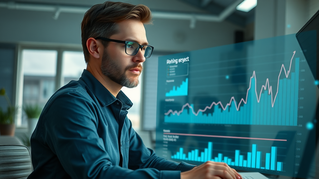 Website manager monitoring SEO ranking factors and URL performance
