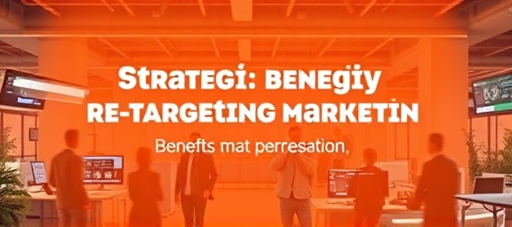 strategic retargeting marketing, persuasive, highlighting benefits, photorealistic, open office environment with digital dashboards, highly detailed, people interacting and collaborating, crisp and clear, warm colors, natural daylight, shot with a wide-angle lens.